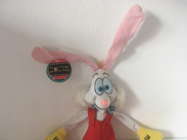 * Jucarie vintage Who framed Roger Rabbit, 1987, plush, cu ventuze, 50 cm