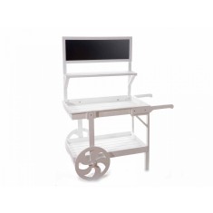 Carucior candy bar din lemn alb 111x62x141 cm