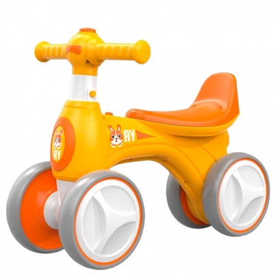Bicicleta fara pedale galbena, 4 roti spuma EVA, scaun ergonomic, ghidon reglabil, 1-3 ani foto