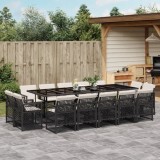 Cumpara ieftin Set mobilier de grădină cu perne, 15 piese, negru, poliratan