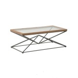 Cumpara ieftin Masuta de cafea Cena negru-natural metal sticla lemn 121x61x45 cm