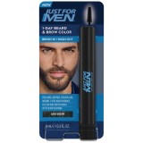 Colorant Temporar Barbă Și Spr&acirc;ncene, Just For Men, 1-Day Beard &amp;amp; Brow Color Dark Brown, Acoperire Fire Albe, Definire Aspect Barbă, 9 gr