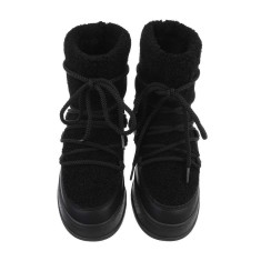 Botine cu blana decorativa, Negru - 38