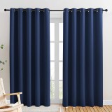 Set doua draperii semi-blackout, uni albastru-marin