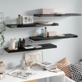 VidaXL Rafturi de perete 4 buc. negru extralucios, 90x23,5x3,8 cm, MDF