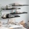 Gossi rafturi de perete 4 buc. negru extralucios, 90x23,5x3,8 cm, mdf