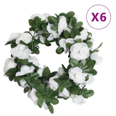 vidaXL Ghirlande de flori artificiale, 6 buc. alb de primăvară, 250 cm foto