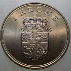 7.882 DANEMARCA FREDERIK IX 1 KRONE 1969 AUNC