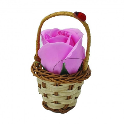 Aranjament floral cos decorativ floare, mic, roz foto
