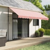 P&acirc;nză Copertină Rezervă vidaXL, 4x3.5m, Poliester, Protecție UV, Roșu/Alb - Copertina Gradina