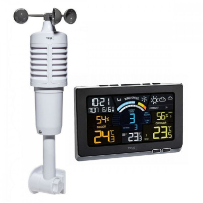 Statie meteo digitala Spring Breeze cu senzor extern wireless de temperatura, umiditate, viteza vant TFA 35.1140.01 Children SafetyCare foto