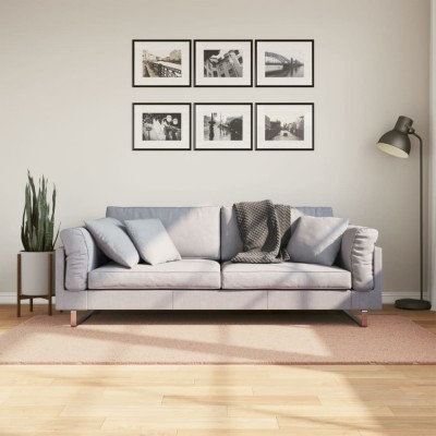 Covor HUARTE, fir scurt, moale și lavabil, roz pudră, 100x200cm foto
