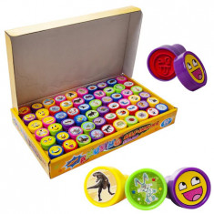 Set 60 stampile de jucarie pentru copii, din plastic, multicolor