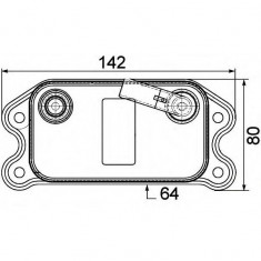 Radiator racire ulei motor, termoflot OEM/OES (Behr) Volvo C30, 10.2006-2012, Volvo C70, 03.2006-2013, motor 2.4 D5, 120/132 kw, diesel, 142x80x64 mm