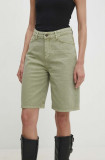 Cumpara ieftin Answear Lab pantaloni scurti jeans femei, culoarea verde, neted, high waist