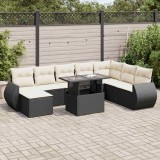 Cumpara ieftin Gossi set mobilier de gradina cu perne, 9 piese, negru, poliratan