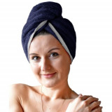 Turban de par unisex Homelevel, Universal, Albastru, Bumbac organic, 54863.17.01