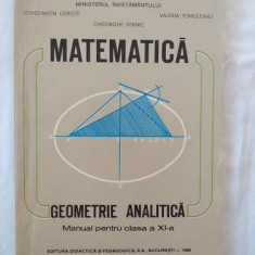 Matematica - manual pentru clasa a XI-a - Geometrie analitica - 1995