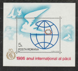 Romania 1986 - #1164 Anul International al Pacii 1v S/S MNH, Nestampilat