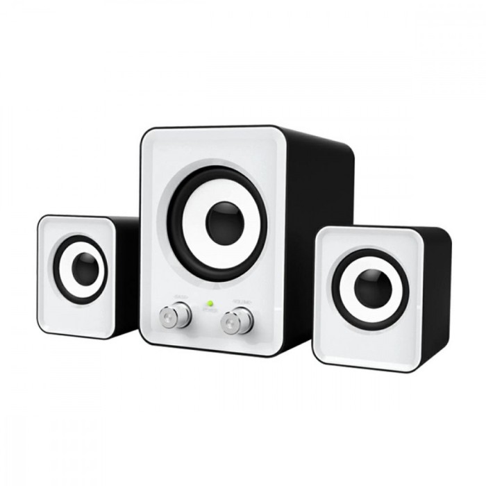 Boxe stereo 2.1 cu conectare usb &amp; jack, putere 5w + 2 x 3w