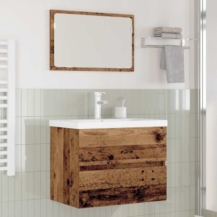 Set de mobilier pentru baie 3 pcs Lemn vechi 60 x 38.5 x 45 cm