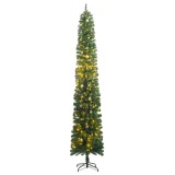 Brad de Crăciun subțire 300 LED-uri și set globuri, 270 cm