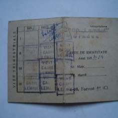 Carte de identitate Intreprinderea Coop. Lemnul Oradea, 1958-1959