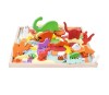 Puzzle 3D Lemn Animale, Jucarie Educativa Copii, 60 Piese, 7 Ani+, Motricitate, Cunoastere, Rosu, 30x30cm