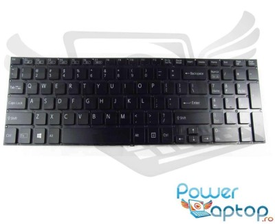 Tastatura Sony Neagra Vaio Fit 15 iluminata layout US fara rama enter mic, Vaio SVF15 iluminata layout US fara foto
