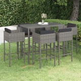 Set mobilier bar de gradina cu perne, 7 piese, gri, poliratan GartenMobel Dekor, vidaXL