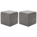 Cumpara ieftin Noptiere, 2 buc., gri, 30x30x30 cm, piele ecologica