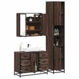 VidaXL Set mobilier de baie, 3 piese, stejar maro, lemn prelucrat