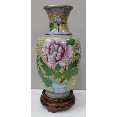 Vaza Cloisonne, Decorata cu flori si passari, China, Secol XX