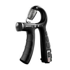 Flexor pentru mana, antebrat, 5-60 kg, contor electronic, maner antiderapant, ergonomic, otel inoxidabil ABS, 16 x 9 x 2 cm, negru