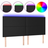 Cumpara ieftin Tablie de pat cu LED, negru, 180x5x118/128 cm, piele ecologica