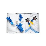Trusou Botez cu 7 piese - MIckey Mouse brodata - ALB - ALBASTRU - TB84