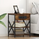 VidaXL Cabinet de noptiere cu stație de &icirc;ncărcare 2 pcs Stejar afumat