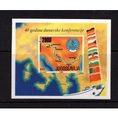 Iugoslavia 1988 - Conferința tarilor Dunărene, harta, colita neuzata