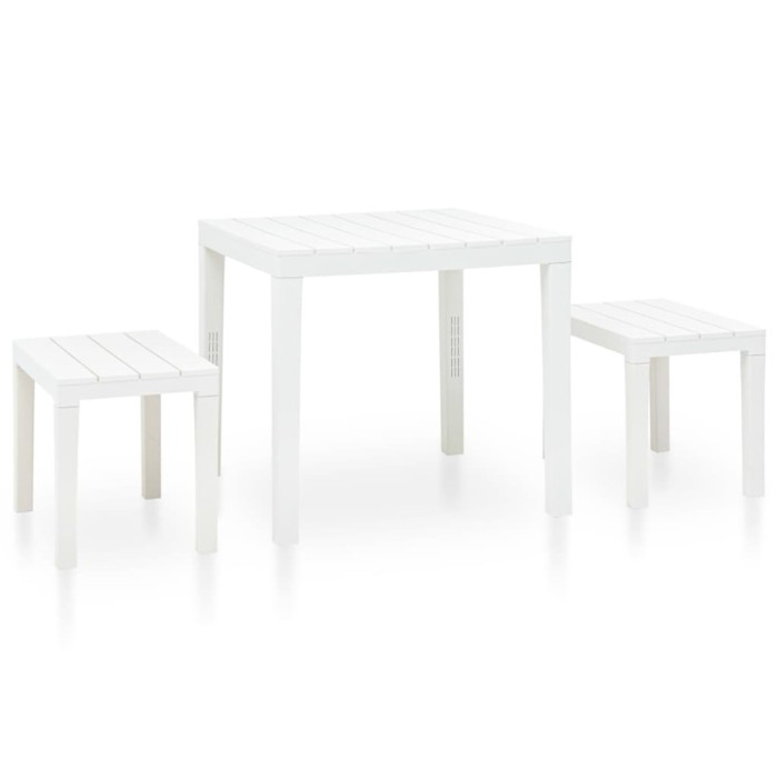 Gossi masa de gradina cu 2 banci, alb, plastic