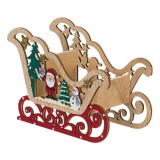 Decorațiune Crăciun Lemn, Figurine Moș Crăciun și Om de Zăpadă, Dimensiune 15x6.5x10cm, Multicolor, Oem