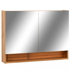 Dulap de baie cu oglinda si LED-uri, stejar, 80x15x60 cm, MDF