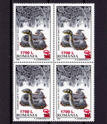 RO 2000 , LP 1506 ,&amp;quot;Fauna 1996 -supra. &amp;quot;sarpe/cupa&amp;quot;&amp;quot; ,bloc 4 ,MNH foto