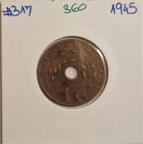 360 Indonesia, Indonezia, Netherlands East Indies, 1 Cent 1945, KM#317