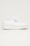 Superga Teniși 2790 PLATFORM femei, culoarea alb S9111LW
