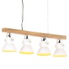 Lampă suspendată industrială, alb, lemn de mango, E27