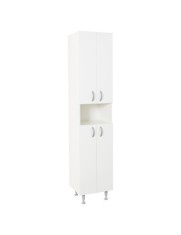 Dulap baie tip coloana GN0021, Pal lucios, 5 rafturi, 4 usi, picioare reglabile, 35x31.6x166 cm