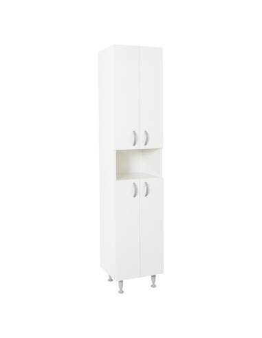 Dulap baie tip coloana GN0021, Pal lucios, 5 rafturi, 4 usi, picioare reglabile, 35x31.6x166 cm