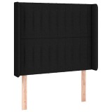 Cumpara ieftin Tablie de pat cu aripioare, negru, 93x16x118/128 cm, textil
