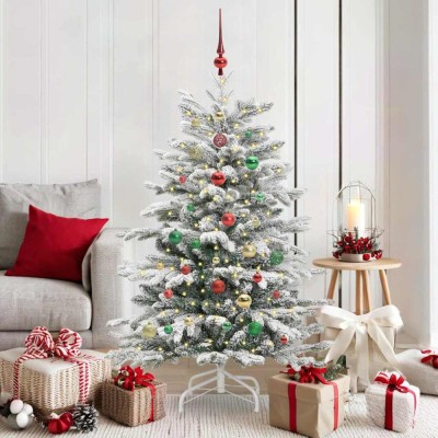 vidaXL Brad de Crăciun artificial cu ramuri articulare Alb 150 cm 3395639 foto