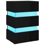Cumpara ieftin Dulap noptiera cu LED negru lucios 45x35x67cm lemn prelucrat
